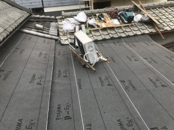 三宅町 防水シート設置 葺き替え工事