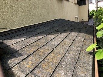 苔が生えて傷んだ下屋