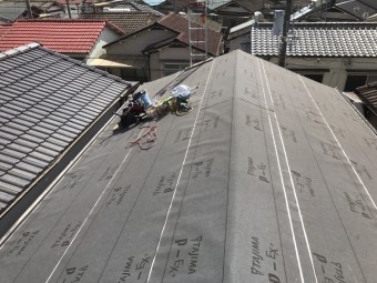 ルーフィング設置後の屋根