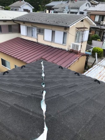 上牧町 和瓦屋根葺き替え 屋根材設置
