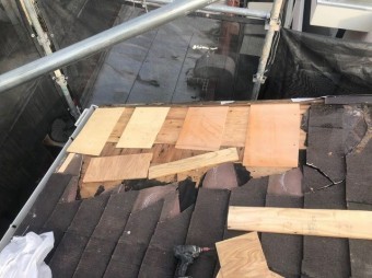 橿原市 スレート屋根 野地板設置