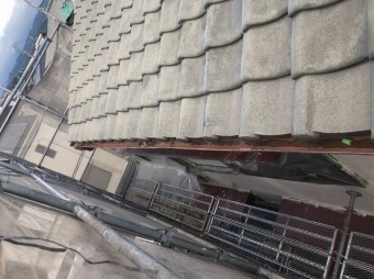 母屋の周りに設置した足場