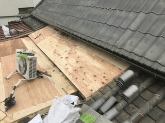 三宅町 野地板設置 葺き替え工事