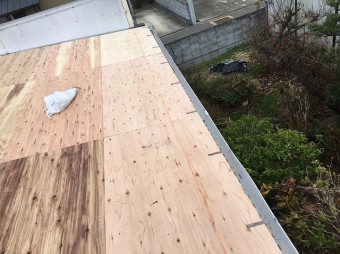 野地板設置後の屋根