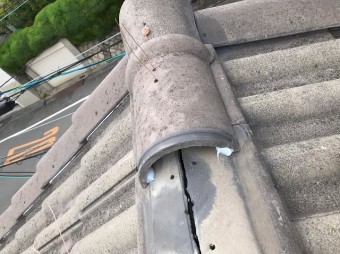 桜井市 モニエル瓦屋根 冠瓦の設置