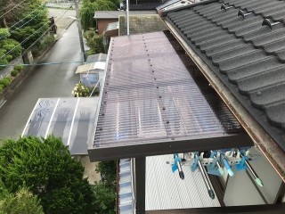 上牧町 塩ビ波板屋根 施工後