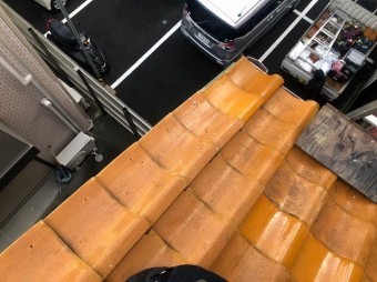 桜井市 オレンジ釉薬瓦 補修後
