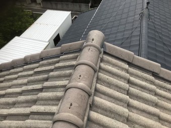 桜井市 モニエル瓦屋根 棟瓦施工前