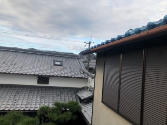 香芝市 青色釉薬瓦屋根 雨樋交換 施工後