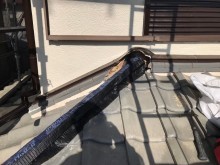 生駒市の下屋根の棟瓦積み直しハイロール設置