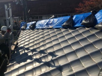 奈良市 応急処置済の瓦屋根