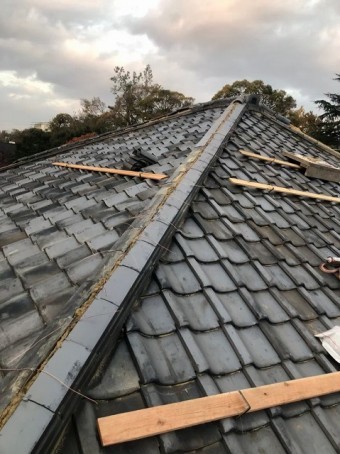 大和郡山市 お寺 棟瓦工事 施工中
