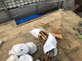 橿原市 応急処置済み 瓦撤去