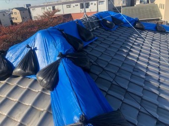 奈良市 応急処置済の瓦屋根