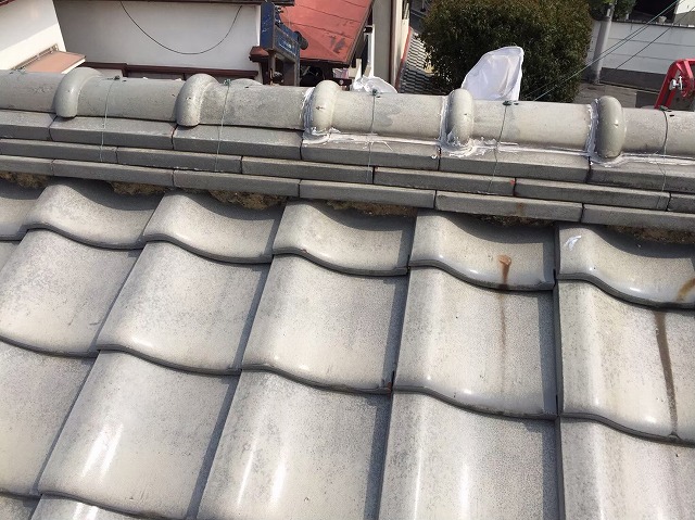 奈良市の瓦屋根の棟瓦点検