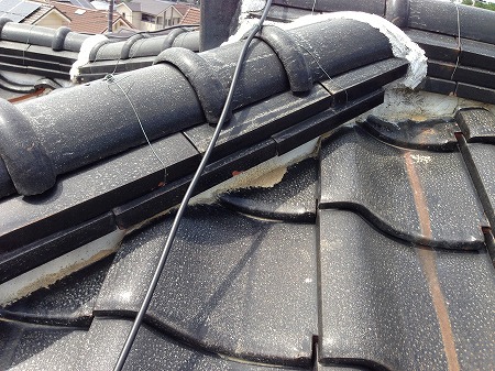 面戸漆喰部分に砂が