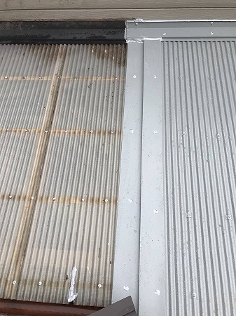 塩ビ波板との取り合い板金