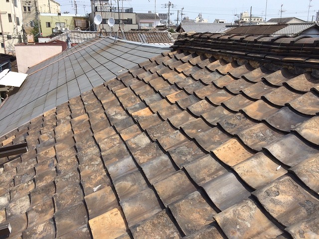 奈良市の屋根診断中の瓦屋根