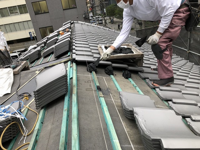 奈良市の瓦屋根の瓦葺き