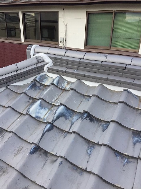 奈良市の屋根修理　漆喰詰め直し工事