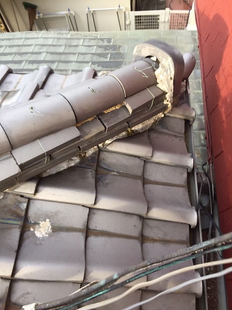 奈良市の瓦屋根修理の無料点検　隅棟