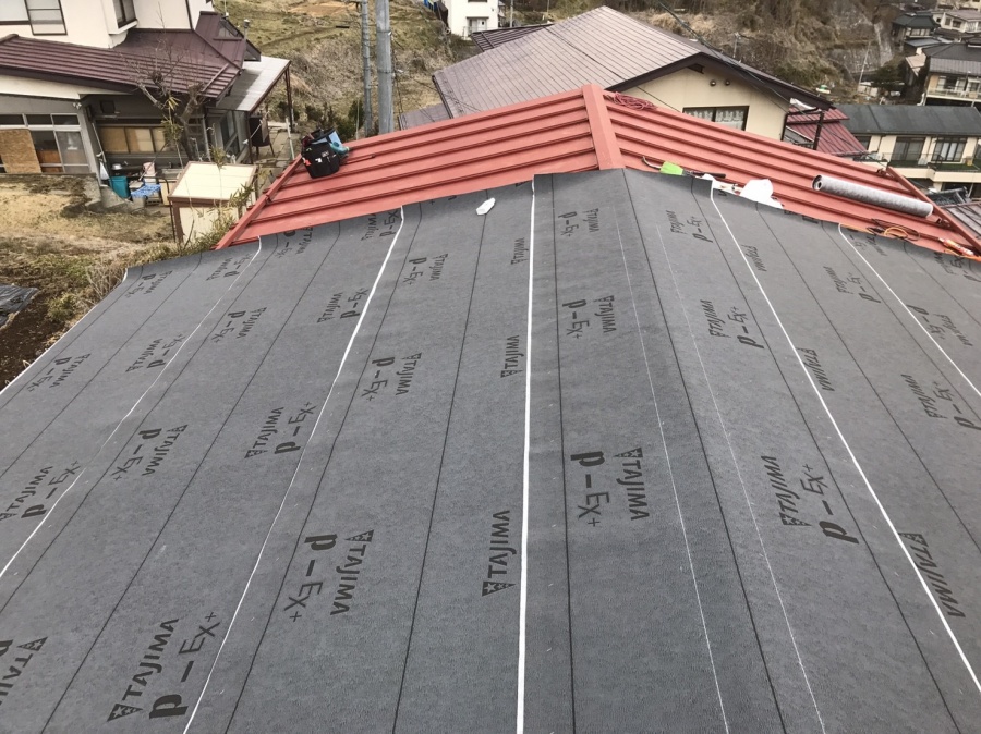 ルーフィング設置の屋根