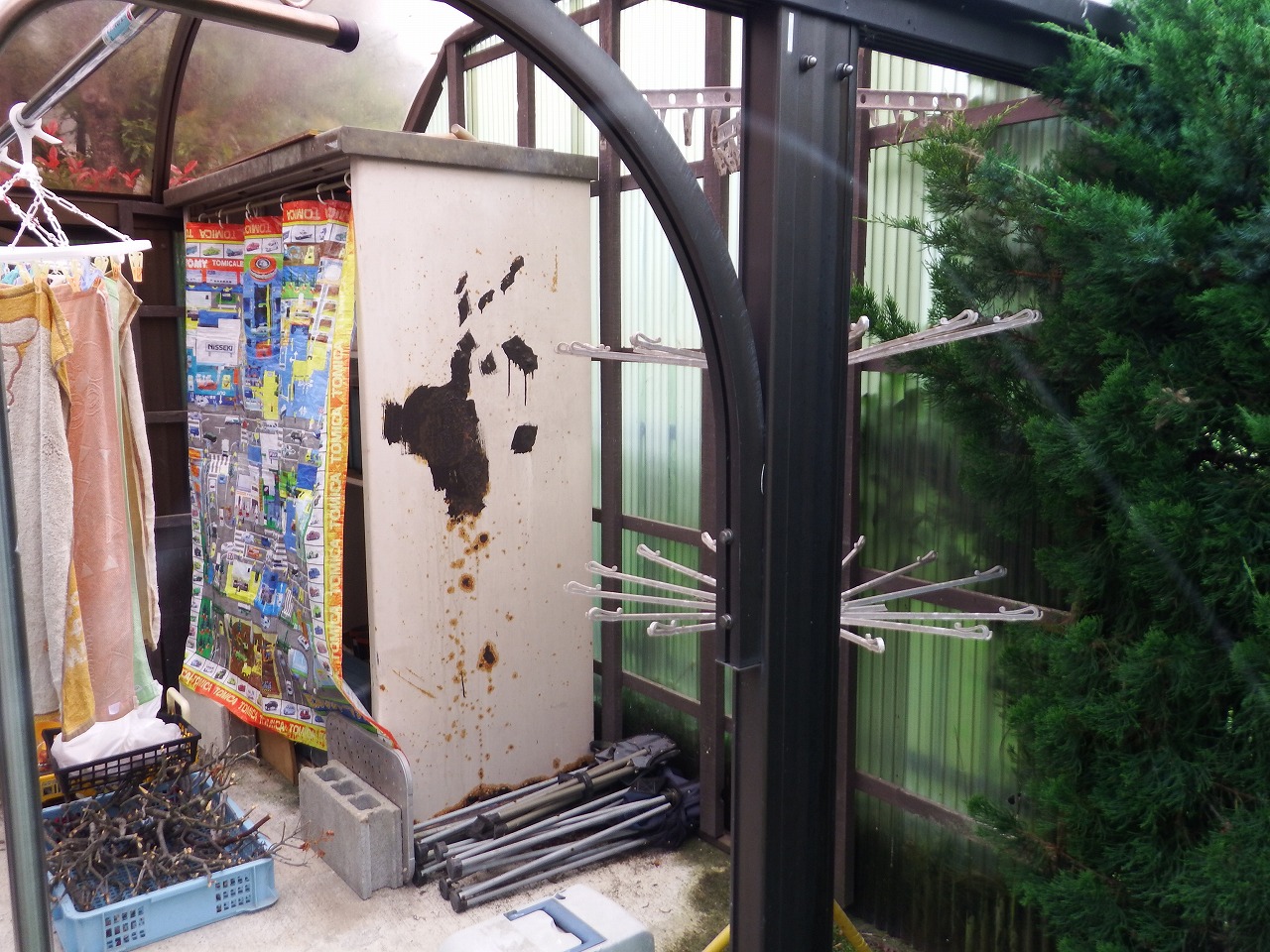 奈良市都祁のお宅で外構工事のための現場調査、カーポート