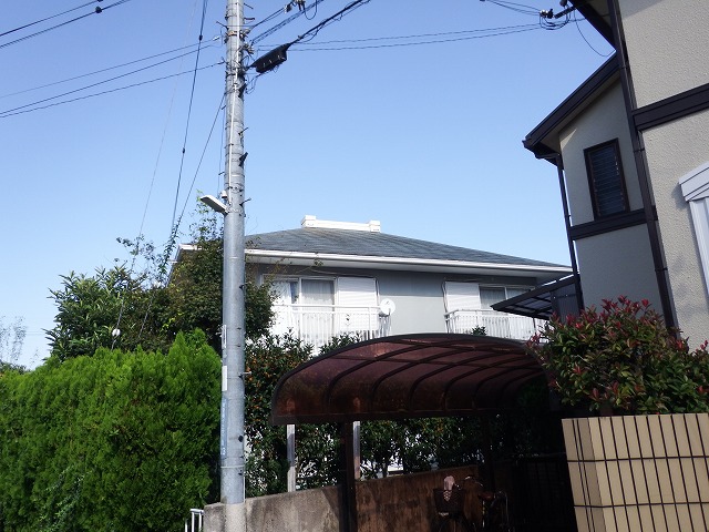 奈良市東登美ケ丘のカバー工法による屋根工事前、現調