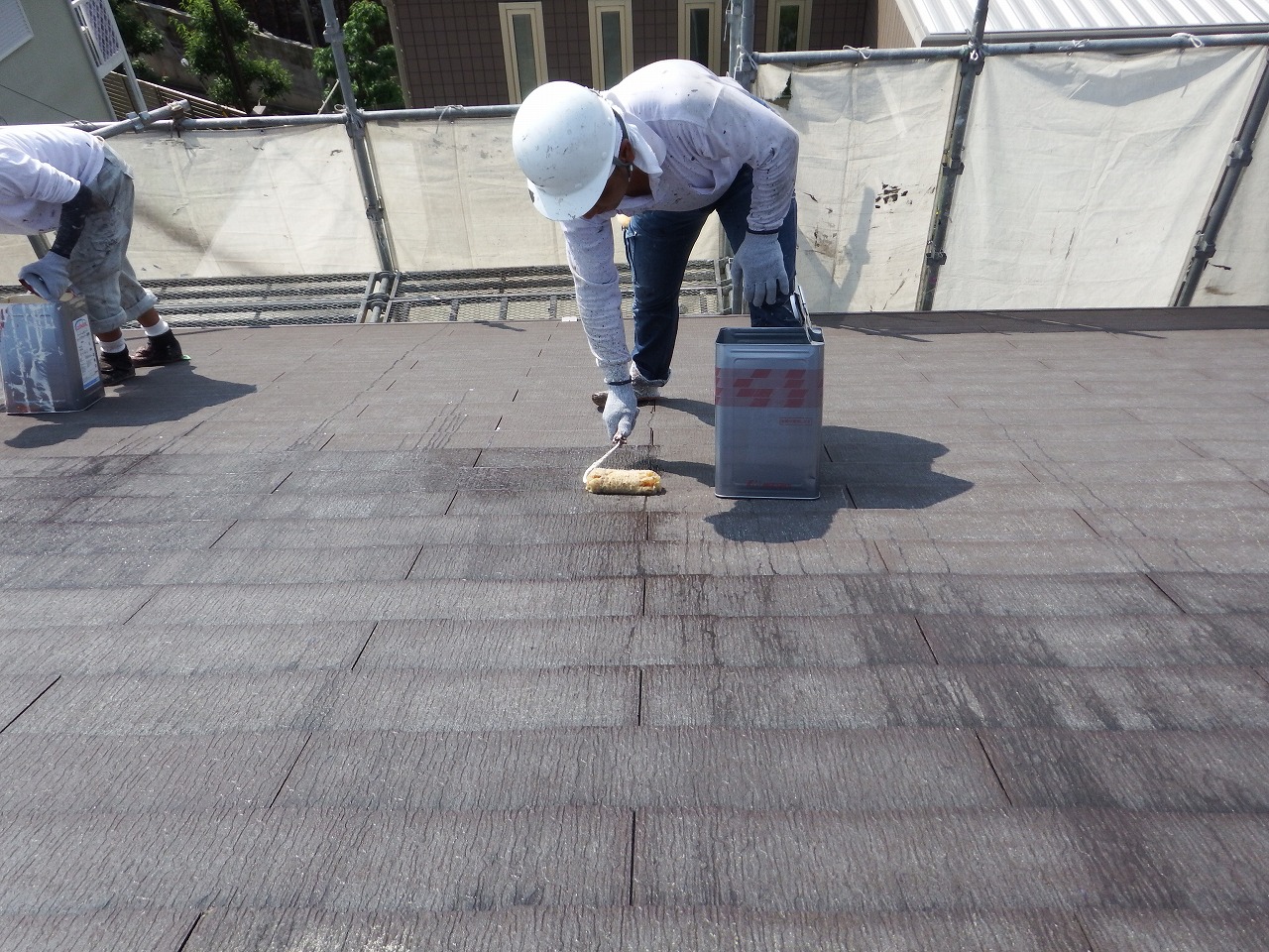 生駒市のスレート屋根塗装、下塗