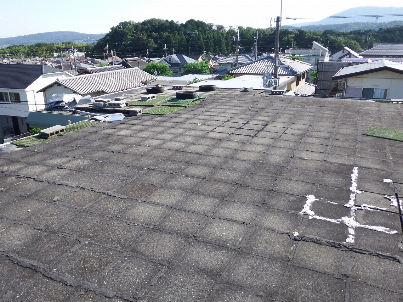 生駒市の陸屋根防水工事、現調