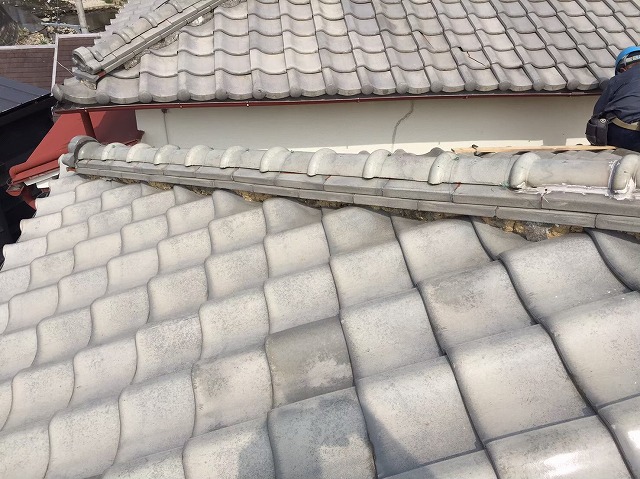 奈良市の瓦屋根の棟瓦点検