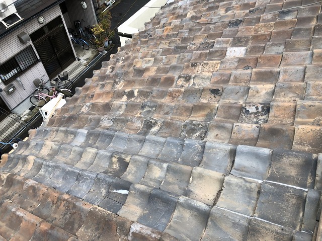 奈良市　雨漏り和瓦　施工前