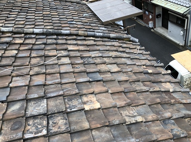 奈良市　雨漏り和瓦　施工前