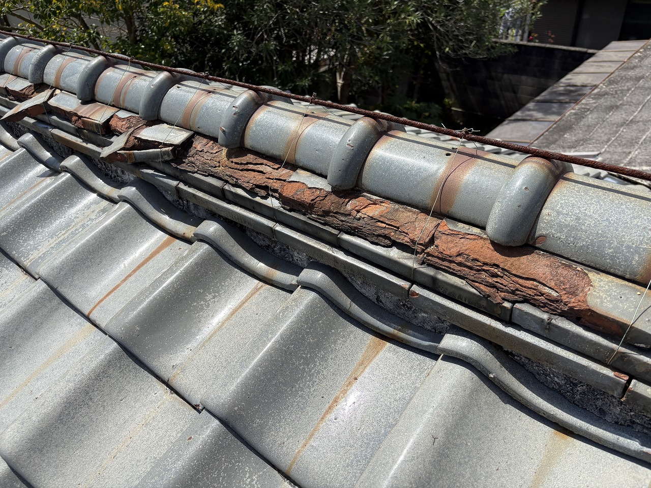 平群町棟瓦凍害