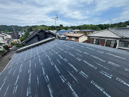 防水紙施工後の全景