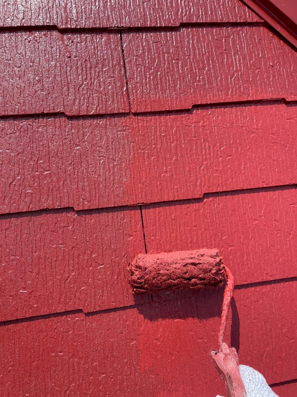 生駒市のスレート屋根塗装、上塗り